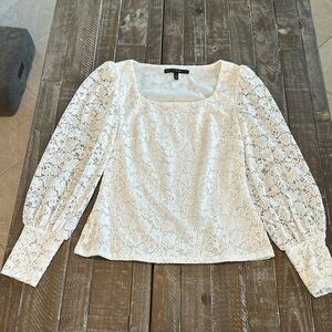 WHBM Long Sleeve White Lace Top Size S